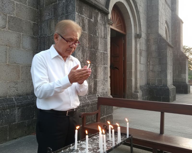 Lighting a candle dedicated to a soul.